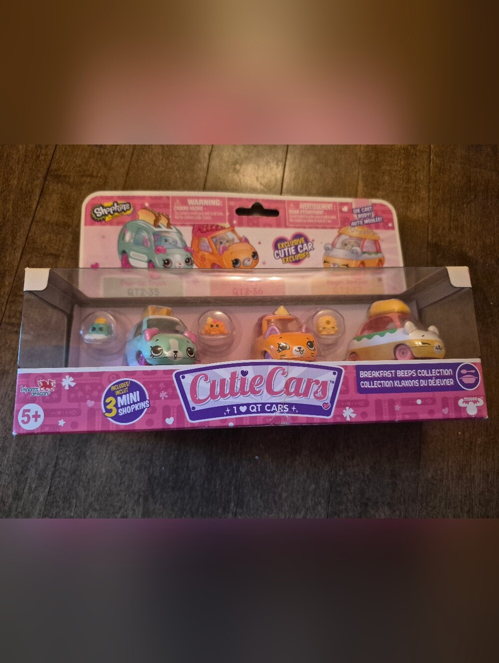 Shopkins NEW Cutie Cars Breakfast Beeps 3-Pack Toy Set - Pink/Multicolor Qt2